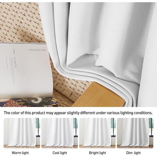 StangH Blackout Curtains 108 inches Long for Living Room, Two-Layer Faux Linen Thermal Insulated Curtains, Back Tab Thick Noise Reducing Drapes for Bedroom, Oyster White, W50xL108, 1 Panel