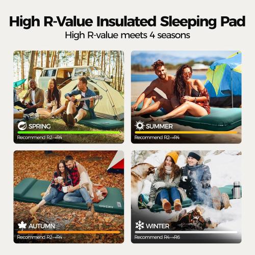 OGERY Self Inflating Sleeping Pad with Electric Pump, 3.15 Ultra-Thick Memory Foam Camping Pad, 4 Season Camping Mattress Pad with Built-in Pillow, Camping Essentials Gear for Tent Travel Car