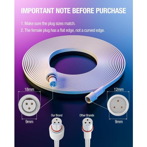 16Ft Extension Cable for Govee Permanent Outdoor Lights 2/Pro, Deck Lights, IP68 Waterproof Extension Cord Compatible with Govee H705D H705E H705F, H706A H706B H706C, H7067 H7068 H7069