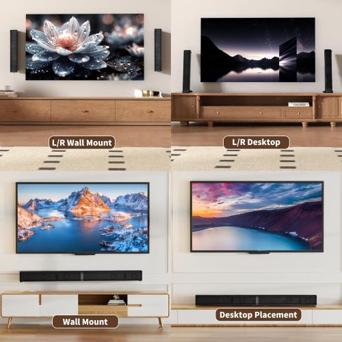 LARKSOUND 2.2 CH Soundbar for Smart TV, 2-in-1 Detachable Sound Bar for TV, Gaming Monitor, Surround Sound System, Bluetooth 5.3/HDMI-ARC/Optical/AUX Connections