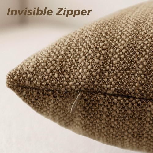 Foindtower Set of 2 Decorative Textured Burlap Linen Throw Pillow Covers Farmhouse Boho Cushion Cover Solid Accent Pillowcase for Couch Sofa Bed Living Room Home Decor,20×20 Inch,Cocoa Brown