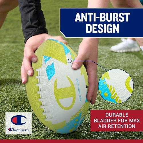 Champion Blitz Football, All-Weather Football, Enhanced Grip, Durable Rubber Cover and Molded Laces, for Outdoor Sports & Training, Includes 6 Ball Pump MISSING ACCESSORIES