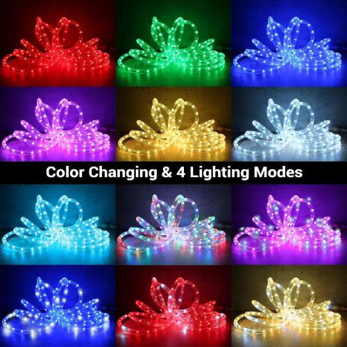 Brizled Color Changing Rope Lights, 18ft 180 LED RGB Rope Lights, Connectable Christmas Light Indoor Tube Lighting with Remote Outdoor White Tube Light Waterproof Color Outdoor Lighting for Xmas Decor