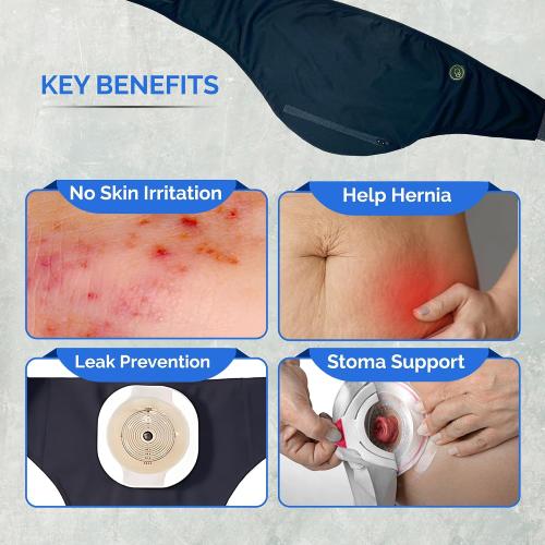 GBmates™ Ostomy Belt in Black | Colostomy Bag Covers Ileostomy Bag Cover for Men and Women | Ostomy Shower Cover for Swimming and Shower | Urostomy Wrap Hernia Support Plus Size (M)
