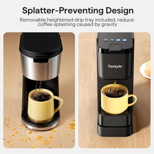 Single Serve Coffee Maker for K Cup, Ground and Tea Leaves, Hot and Iced Coffee Machines with Bold Setting, 6 to 16 Oz Brew Sizes, Compact for Small Spaces, Black (2.0 Version)