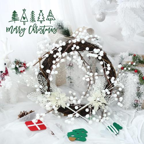 Color White Greentime Christmas White Berry Garland, Fake White Berry for Indoor Outdoor Home Decoration for Winter Christmas Holiday Decor for Fall Halloween