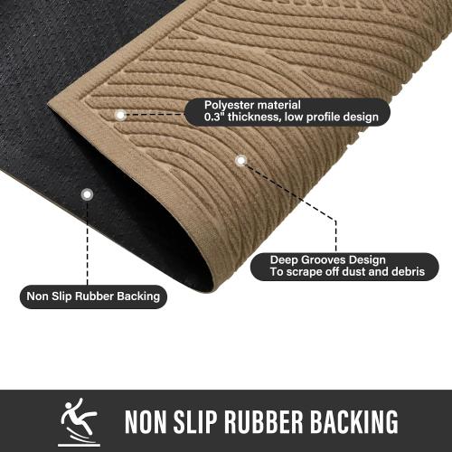 HIYARD Sturdy Front Door Mat, Absorbent Muddy Dirt Resist Welcome Door Mats Outdoor Indoor, Stain and Fade Resistant, Non-Slip Backing Entry Mat Low Profile Doormat for Entryway, 29×17, Beige‼️good condition no stains light dirt‼️