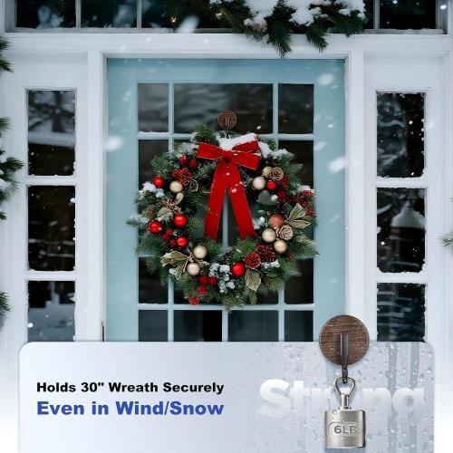 OUTXE Wreath Hanger for Front Door, Upgraded Suction Cup Reef Hook