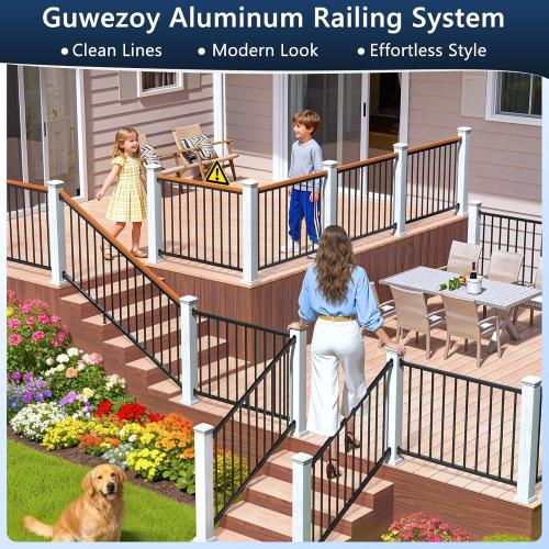Modular 1 Pack 4ft x 36in Aluminum Deck Railing Kits for Stairs, AAMA 2604–Grade Textured Matte Black Porch Railing Kit, Decking Railings for Outdoor Decks and Porches