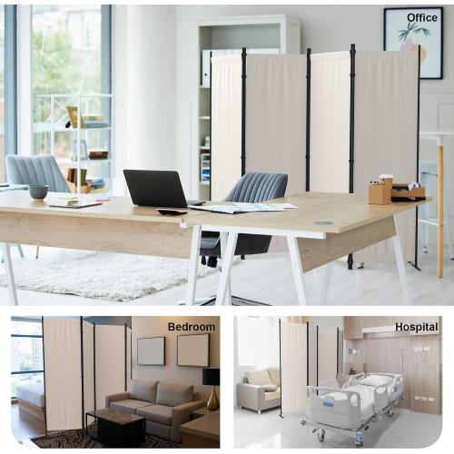 Room Divider 4 Panel Partition Room Dividers & Folding Privacy Screens w/ 3 Metal Feet,88 W Portable Wall Doubles as a Dressing Screen Wall Divider for Office Bedroom Children's Room,White