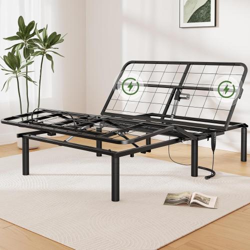 Marsail Twin XL Adjustable Bed Base Frame, 3 Options Heights 8 10 13 Head and Foot Incline, 4 USB Ports and 5 Min Assembly for Lounging, Reading, Reduce Snoring and Acid Reflux