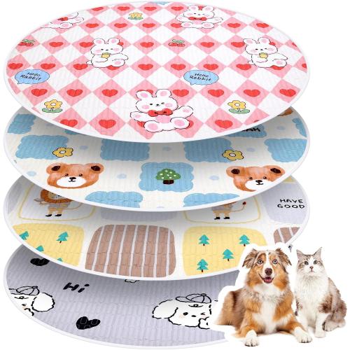 4 Pack Whelping Pads for Dogs,Waterproof Round Whelping Pads Reusable Pet Pee Pads Washable Puppy Training Pad Whelping Floor Pad Whelping Box Supplies for Dogs (36in,Round), 48in