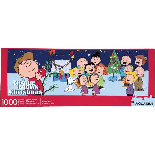 AQUARIUS Peanuts Charlie Brown Christmas Puzzle (Slim 1000 Piece Jigsaw Puzzle) - A Charlie Brown Christmas Puzzle - Officially Licensed - Glare Free - Precision Fit - 12 x 36 Inches, Multi Color