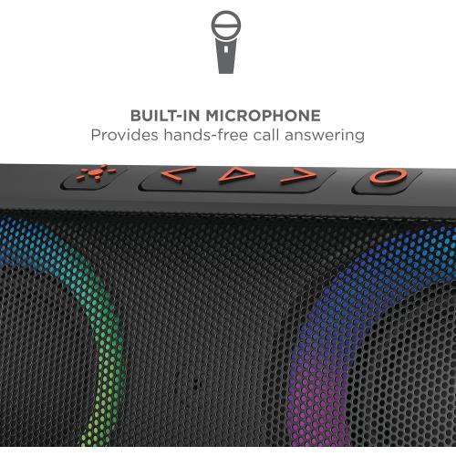 Ion Audio Uber Boom - Water resistant Portable Bluetooth Speaker with Party Lights, Built-in Microphone and Stereo-Link (Renewed)