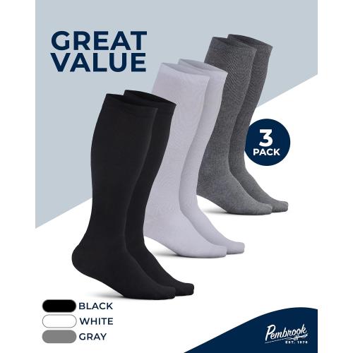 Pembrook Light Cotton Compression Socks for Men & Women - 3 Pairs | 8-15 mmHg Light Compression Socks for Men, Comfort and Support
