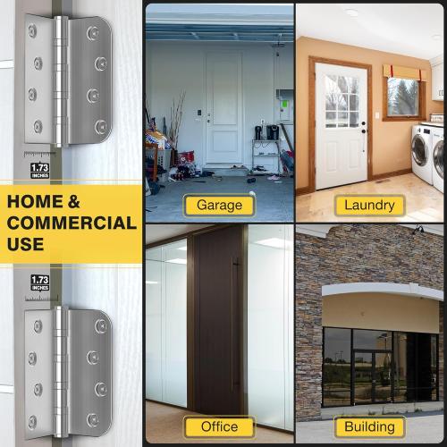 KOLET Ball Bearing Door Hinges, 4 x 4 Inches Door Hinges, Square and 5/8'' Radius Corner, Heavy Duty Stainless Steel Hinges, Smooth and Quiet, Non Removable Pin, Brushed Nickel, 3 Pack