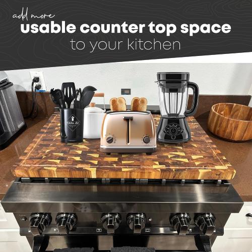 30 x 20 Acacia Wood End Grain Cutting Board Extra Large, XXXL Noodle Board Stove Cover, Heavy-Duty Butcher Block, 3XL Meat Chopping Board, Oversized Turkey Carving Board, Charcuterie Board