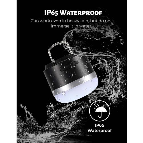 Camping Lantern, 600LM Camping Lights, 5 Light Modes Rechargeable Lantern Waterproof Mini Flashlight Emergency Lights for Home Power Failure, Camping Hanging, Car Camping (Black)