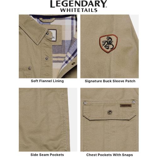Twig Large Legendary Whitetails Men's Flannel Lined Shirt Jacket Waxed Cotton Water Resistant