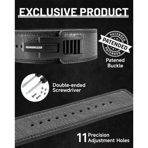 MANUEKLEAR Lifting Belt Lever for Men Women, 10mm Quick Locking Lever Belt Weightlifting with Adjustable Buckle, Lever Weight Lifting Belt for Powerlifting & Deadlifts