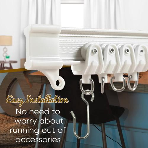 UrbanRed Flexible Ceiling Curtain Track - Room Divider, Curtain Rod, Wall Divider Curtain, Ceiling Mount, RV Rail, Shower Corner, Long Curved Hospital Privacy System (White, Accessory Kit)