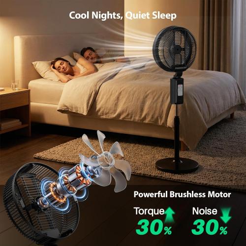 Ausic Outdoor Misting Fan for Patio, 30000mAh Rechargeable Oscillating Fan | Battery Powered Cordless Pedestal Fan, 12 Standing Fan with Remote/ Mister for Camping/Backyard