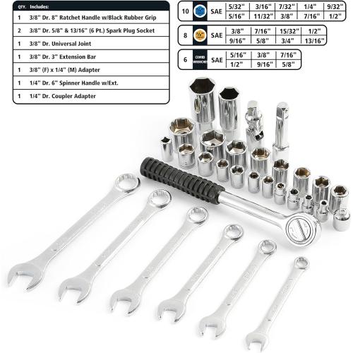 Great Neck MS125 125 Piece Marine Tool Set, Gifts for Men, Dad Gifts, High Visibility, Water-Resistant Boat Tool Box Case, Anti-Rust Chrome-Plated Boat Supplies And Accessories