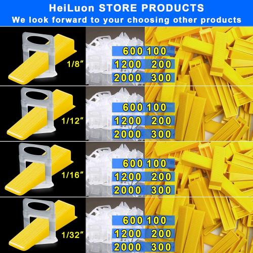 Tile Leveling System Clips 1/8 2000 Piece Tile Spacers Clips and 300 Piece Reusable Yellow Wedges for Tiles. Tile Tools Set for Professional Ceramic and Stone Installation