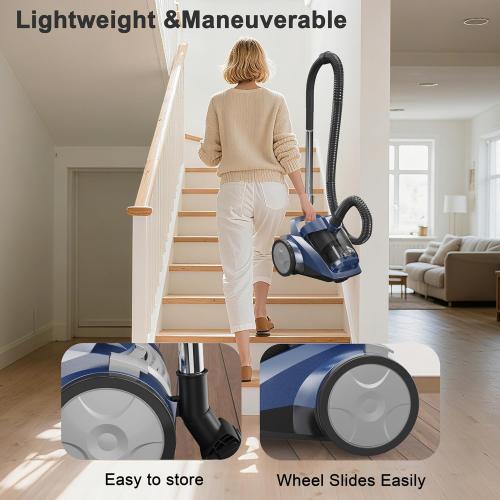 Sweepcent Canister Vacuum Cleaner 45KPa Power Bagless Canister Vacuums for Home with 5 Tools 4.5QT Dust Cup Double HEPA Filter Lightweight Multi-Surface Vacuum Cleaners for Carpet Hard Floor Pet Hair