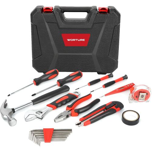 Tool Box, Basic Repair Hand Tools Kit with Portable Storage Box for Mechanic Home Office Use
