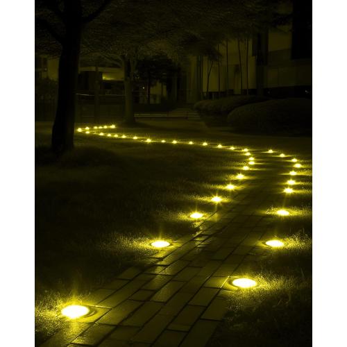 Biling Solar Ground Lights Outdoor 8 Packs, Flat Bright 12 LEDs Solar Lights Outdoor Waterproof for Yard Walkway Garden Driveway (Warm White)