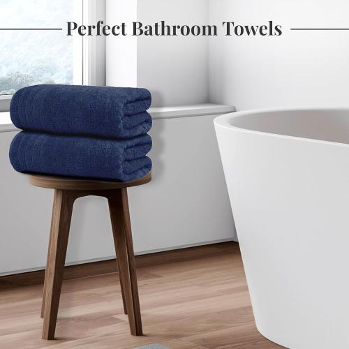 Tens Towels Pack of 2 Extra Large Bath Towels 30 x 60 Inches, 100% Cotton, Larger & Lighter Weight, Quicker to Dry, Super Soft and Absorbent, Perfect for Bathroom, Navy