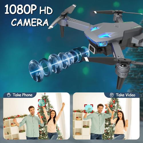 Wipkviey Drone with Camera T28 - Mini Drone 90° Adjustment RC quadcopter 1080P HD, Fpv Foldable Drones for Adults, Drones for kids, Gesture Selfy, Headless Mode, 3D Flip, drone for Beginners