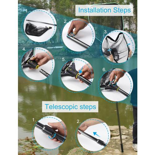 Saltwater Large Fishing Net with Handle 75.8-105.7 - Extra Large Rubber Fishing Landing Net with Telescoping Handle Fish Net, Aluminum Half Folding Nets, Depth 26.8in