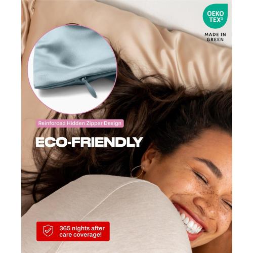 Colorado Home Co 22 Momme Real Silk Pillowcase, Mineral Blue, 2 Pack queen Pillowcase,