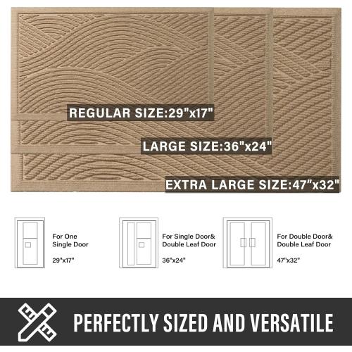 HIYARD Sturdy Front Door Mat, Absorbent Muddy Dirt Resist Welcome Door Mats Outdoor Indoor, Stain and Fade Resistant, Non-Slip Backing Entry Mat Low Profile Doormat for Entryway, 29×17, Beige‼️good condition no stains light dirt‼️