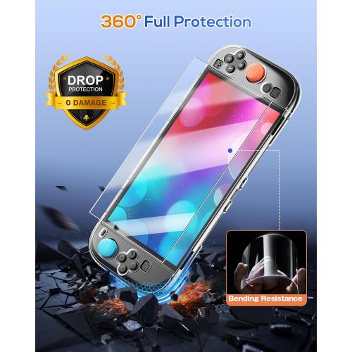 FYOUNG Protective Case for Nintendo Switch 2 2025, Switch 2 Case Slim Hard Shell Accessories, Scratch&Shock Protection Cover with Screen Protector, 8 Thumb Grip (Clear, Switch 2 7.9inch)