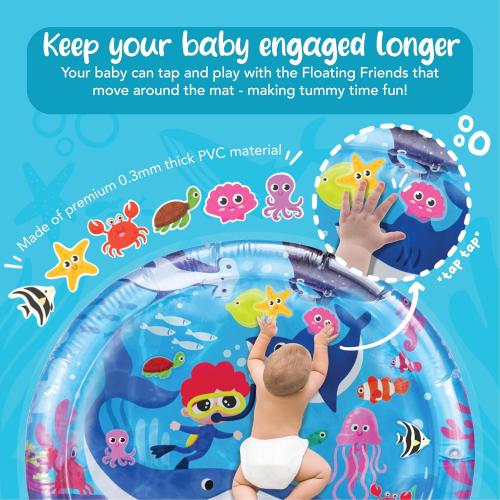 Tummy Time Water Mat for Babies - Xtra Large Sensory Baby Water Mat for Tummy Time & Motor Development - Leak-Proof Water Pad, Durable Infant Water Play Mats for Baby Boys & Girls 3 Months