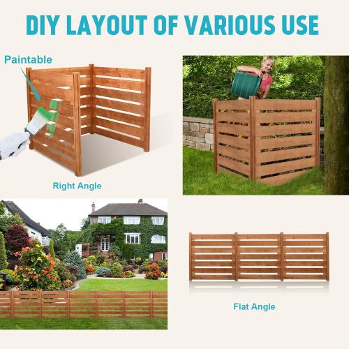 Air Conditioner Fence,Wooden Privacy Fence,3 Panels 48 Lx48 Wx39 H,Wood Compost bin,Suitable for Outdoor Trash Cans,AC, Pool Equipment Enclosures