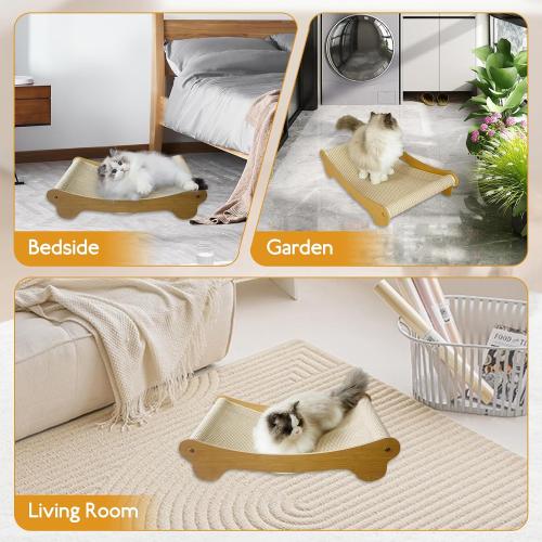 Cat Scratcher,Cat Scratchers for Indoor Cats Scratch Pad with Natural Sisal，Wooden Cat Furniture Cat Scratching Board（27.5X16.3X6.3）