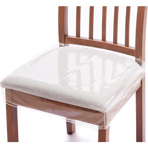 4 Pack Plastic Dining Chair seat Covers/slipcovers with Adjustable Belt Strap for 18''x17'' Standard Chair