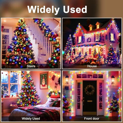 124 FT 380 LED String Lights Outdoor Indoor, Christams String Lights Waterproof 8 Modes & Timer, Fairy Lights Plug in for Bedroom, Weeding, Patio, Party, Holiday,Christmas Decor（Multicolor）