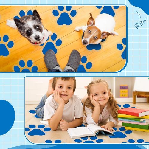 ReliThick 30 Pcs Large Paw Print Stickers Floor Decals, Blue