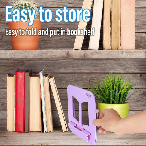 Portable Book Stand Book Holder Book Rest for Kids Reading Hands Free Cookbook Holder Textbook Stands Music Stand Lightweight Waterproof Book Stand Gifts School Supplies (Purple 11.82 *8.26)