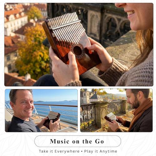 Kalimba Thumb Piano 17 Keys, Portable Mbira Finger Piano Gifts for Kids and Adults Beginners