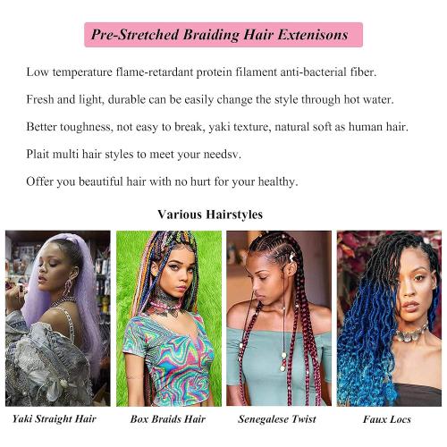 Red Braiding Hair Pre Stretched 3 Pack Colored EZ Prestretched Braiding Hair 26 in Hot Water Setting Yaki Braiding Hair Itch Free Synthetic Fiber Corchet Twist Braids Hair Extensions by UPruyo