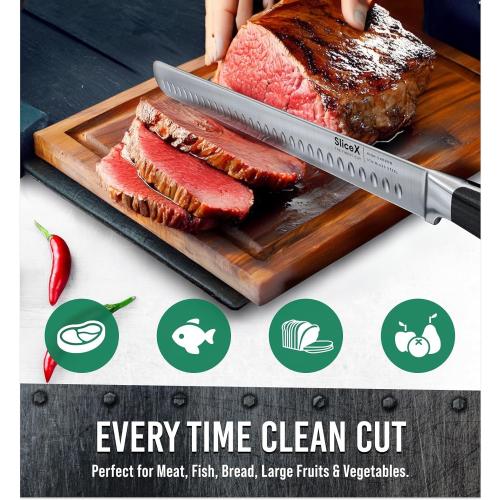 Brisket Slicing Knife – 12 Brisket Knife, BBQ, Grilling Gifts For Men – Razor Sharp German Steel, Full Tang, Ergonomic Handle
