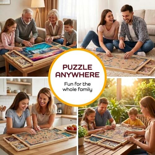1000 Piece Puzzle Board with Drawers and Cover - 4 Drawers, Wooden Jigsaw Puzzle Table | 30” X 22”| Jigsaw Puzzle Board - Portable Puzzle Tables for Adults and Kids by Beyond Innoventions