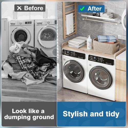 Washer Dryer Countertop 54 inch x 27.5 inch Laundry Room Countertop for Washer and Dryer with Edge Rails, Oak