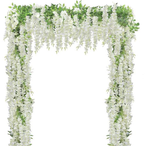 U'Artlines 15Pcs 7.2 Ft/Piece Artificial Wisteria Garland Silk Fake White Wisteria Flowers Hanging Greenery Vines Garlands Rattan for Home Garden Wedding Arch Party Indoor Outdoor Decor